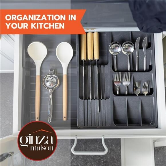 Expandable Silverware Drawer Organizer Large Utensil Cutlery Flatware Tray Holde - Picture 5 of 7